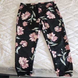 Le Chateau Black and Pink Floral Pants